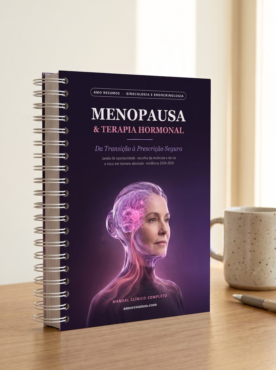 Manual Menopausa e Terapia Hormonal em encadernacao espiral sobre a mesa